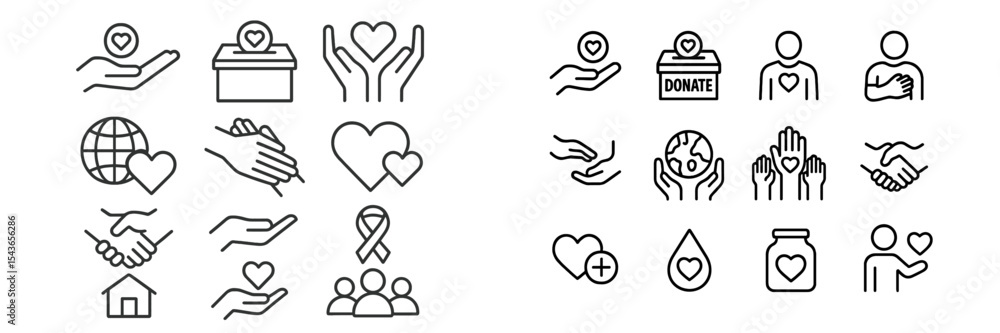 Obraz premium Icons representing charity, love, and community engagement for social good initiatives