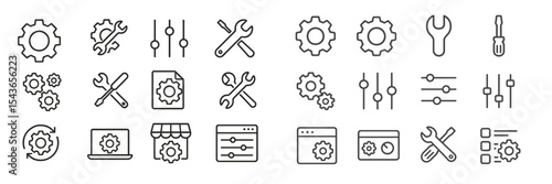 Gear icons and tools representing mechanical engineering concepts in a clean design layout