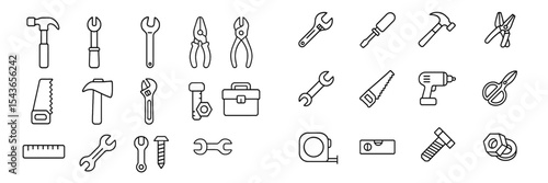 Collection of various hand tools including wrenches, pliers, and screwdrivers on a white background for home improvement projects