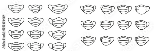 Different styles of face masks displayed in a neat arrangement showcasing varying designs and details