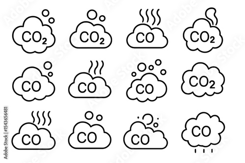 Different representations of carbon monoxide and carbon dioxide in cloud-like formations in a simple design