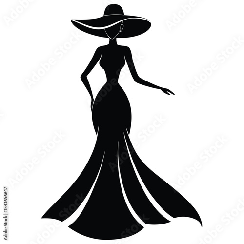 stylish runway woman silhouette posing confidently