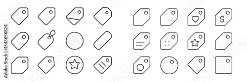 Various tags and labels in simple designs suitable for organization or decoration purposes