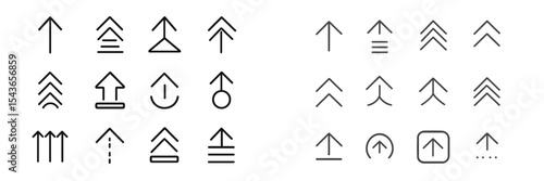 Variety of geometric symbols showcasing upward direction in a minimalist style