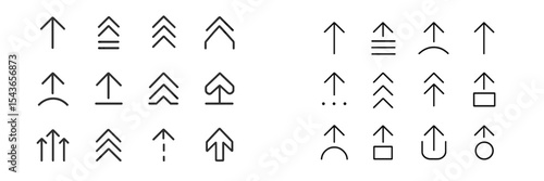 Collection of various upward arrow symbols and lines displayed in a minimalist design