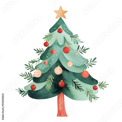 Wallpaper Mural Watercolor christmas tree with transparent background festive elements artistic design for holiday decor Torontodigital.ca