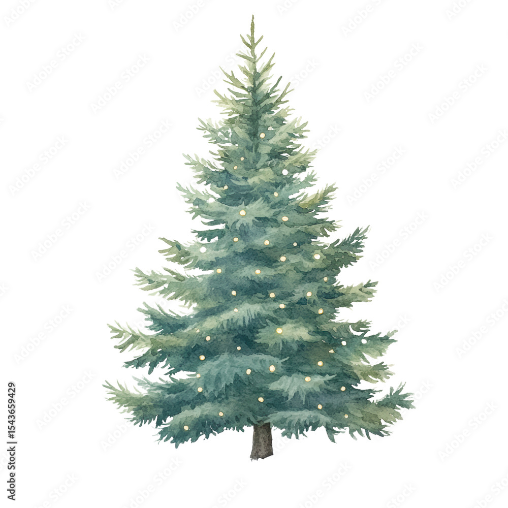 Obraz premium Watercolor christmas tree with transparent background festive decoration holiday spirit artistic concept
