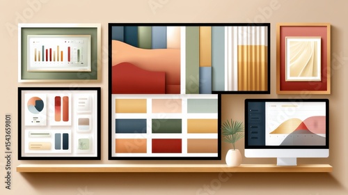 Wallpaper Mural Modern dashboard design with neutral tones and abstract chart elements Torontodigital.ca