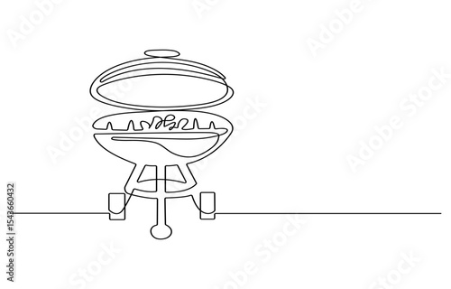 Set of continuous one line BBQ grill elements. Vintage BBQ grill elements isolated on a white background. Vector illustration, Bbq grill simple outline vector design. meat veal, pork, beef, veal steak