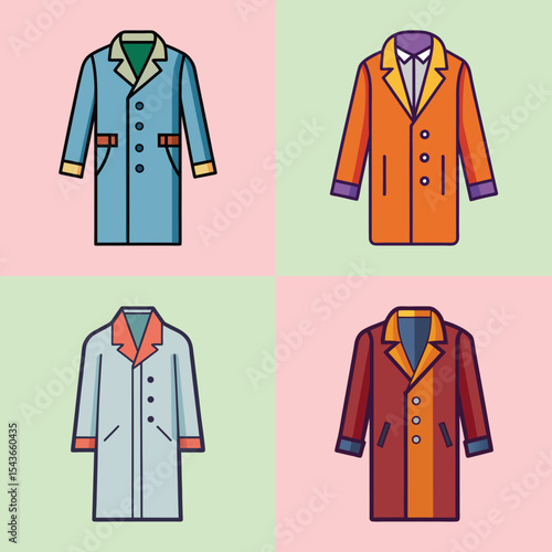 Overcoat Flat Illustration in Simple Minimalist Style