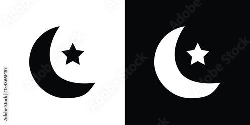 Moon and star icon collection. line stroke icon. EPS 10