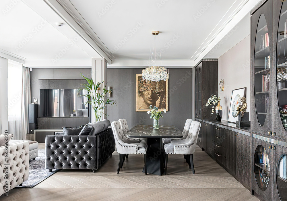 Fototapeta premium modern luxury dining room interior, 3d render