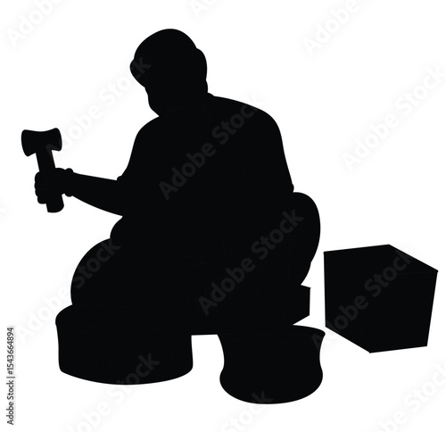 Cute cartoon hand drawn vector copper smith  silhouette.