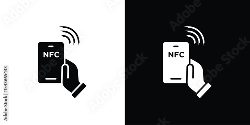 NFC communication icon collection. line stroke icon. EPS 10