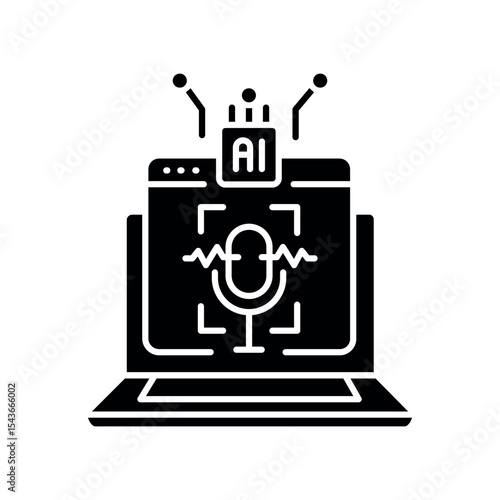 voice recognition language training black flat icon for digital and print projects.
