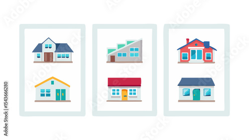 Wallpaper Mural set of modern house icons Torontodigital.ca