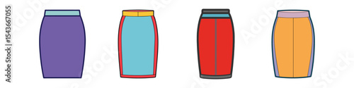 Pencil Skirt Flat Illustration in Simple Minimalist Style