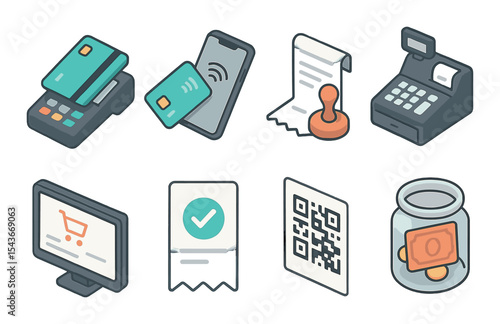 Modern payment icons set – 3d, digital finance and transaction symbols