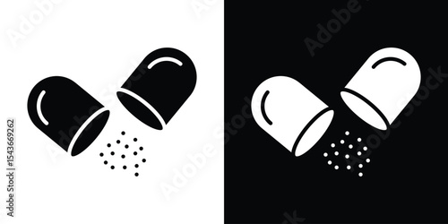 Open Capsule Pill icon collection. line stroke icon. EPS 10