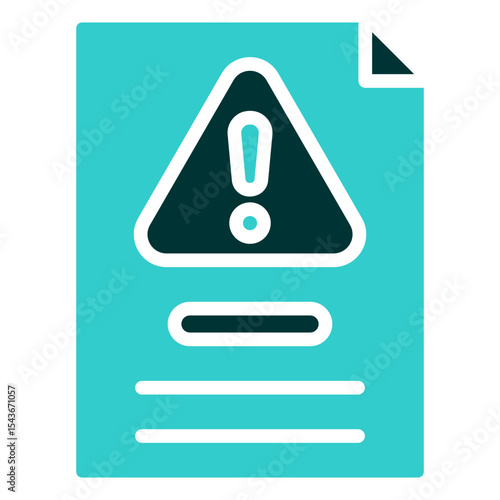 Alert Document - Dual Tone Glyph Silhouette Icon - Paper file with warning symbol, signaling critical written notifications