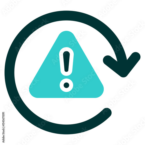 Alert Refresh - Dual Tone Glyph Silhouette Icon - Circular arrow with warning triangle, symbolizing alert updates or system refresh notifications