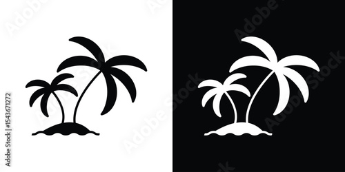 Palms on island icon collection. line stroke icon. EPS 10