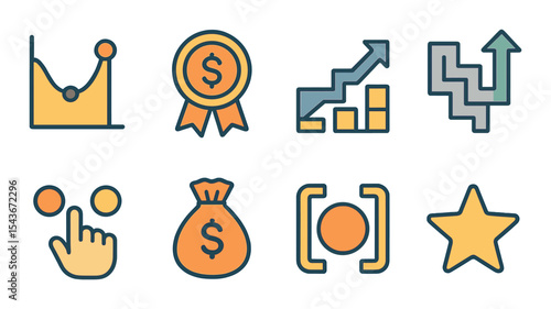 Algorithm and data analytics icons set – outline, technology and computation symbols