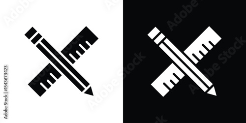 Pencil and ruler icon collection. line stroke icon. EPS 10