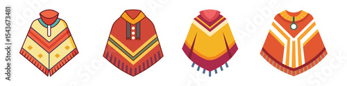 Poncho Flat Illustration in Simple Minimalist Style