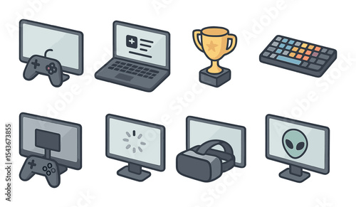 Gaming essentials icons set – 3d, simple and interactive symbols for digital design