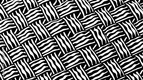 Detailed monochrome pattern featuring woven stripes creating an abstract textured design element art
