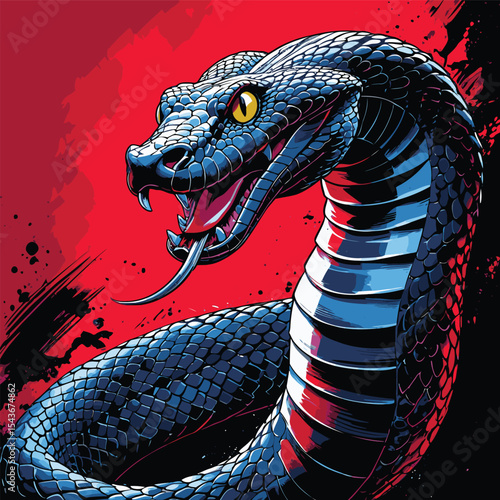 Detailed and realistic vector image of a venomous snake 
