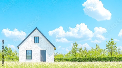 Wallpaper Mural An Isolated White House with a Blue Sky Backdrop and Natural Environment Torontodigital.ca