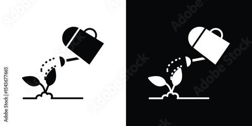 Plant watering can icon collection. line stroke icon. EPS 10