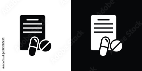 Prescription and capsule icon collection. line stroke icon. EPS 10