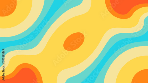 Abstract background with wavy lines in shades of yellow, blue, and orange creating a dynamic pattern