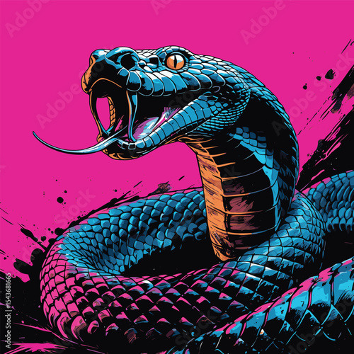 Detailed and realistic vector image of a venomous snake 