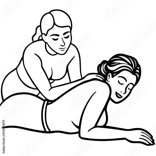 Woman receiving back massage ,  icon 