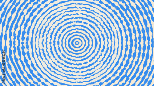 Abstract concentric circles with wavy blue lines on a light background creating a hypnotic pattern effect
