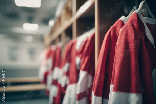 Hockey Jersey Hanging in Locker Room
