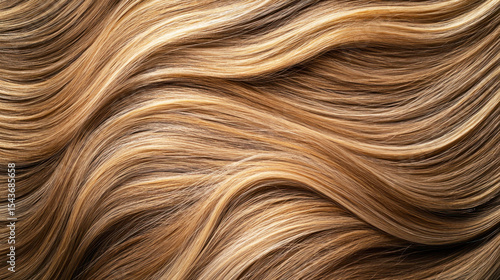 A close-up of a woman's hair with blonde highlights against a dark background.