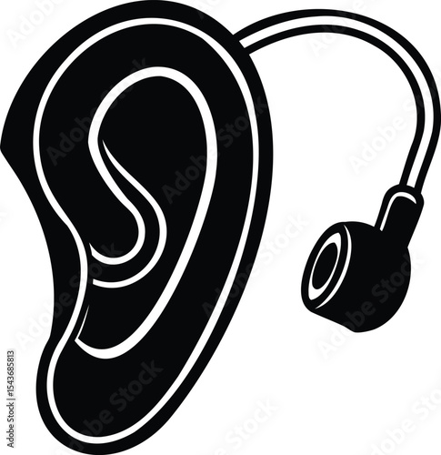 Black and white image of hearing aid for individuals with hearing loss