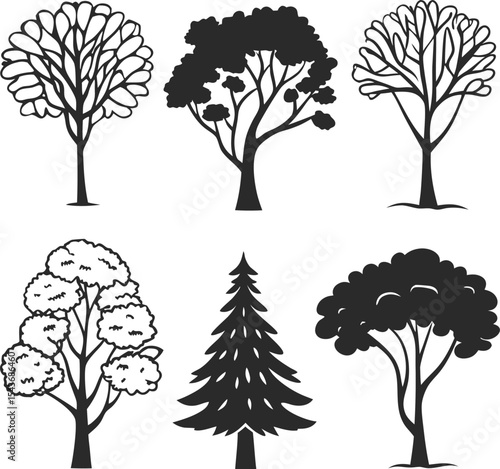 Collection of Tree Silhouettes for Landscape Design