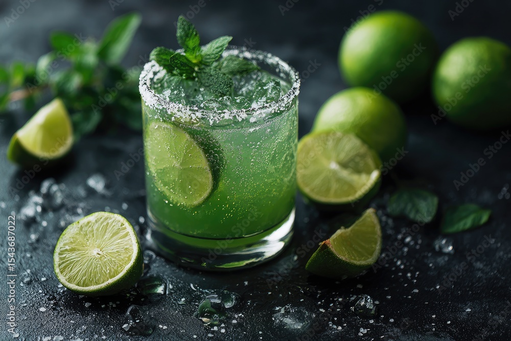 Fototapeta premium Refreshing Lime and Mint Cocktail
