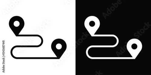 Route icon collection. line stroke icon. EPS 10