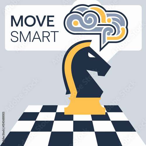 Strategic Knight Chess Piece Smart Move Conceptual Illustration Business Strategy Planning Idea Modern Flat Design Graphic Vector Image Professional Marketing Template Digital Asset Creative Visual   