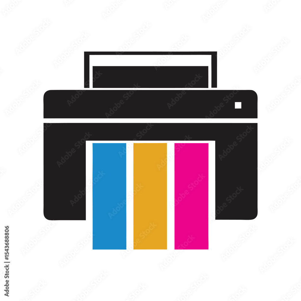 C M Y K Color Printer Icon Blue Gold Pink Cyan Magenta Yellow Black Printing Machine Device Symbol C M Y K Color Printer Icon Blue Gold Pink Cyan Magenta Yellow Black Printing Machine Device Symbol
