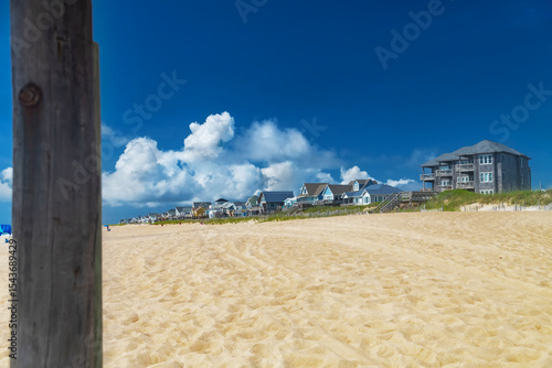 Fotografie Rows of beach houses on stilts in Avon, North Carolina