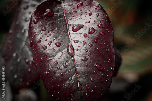 water drops on red leaf