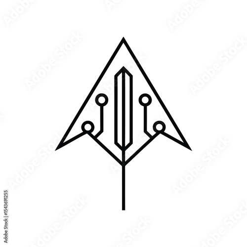 Arrow Made of Binary Code Depicting Digital Data Transfer Line Art Vector Illustration